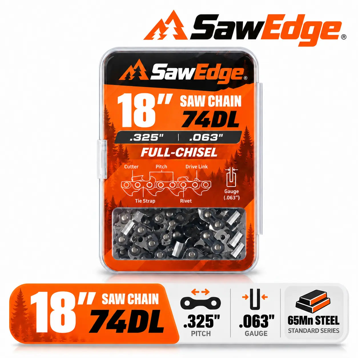 SawEdge Standard 18 inch .325 .063 74DL chainsaw chain