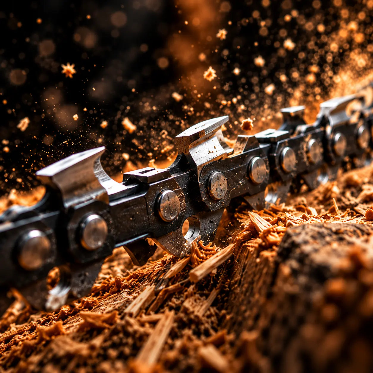 SawEdge full-chisel chainsaw chain close-up