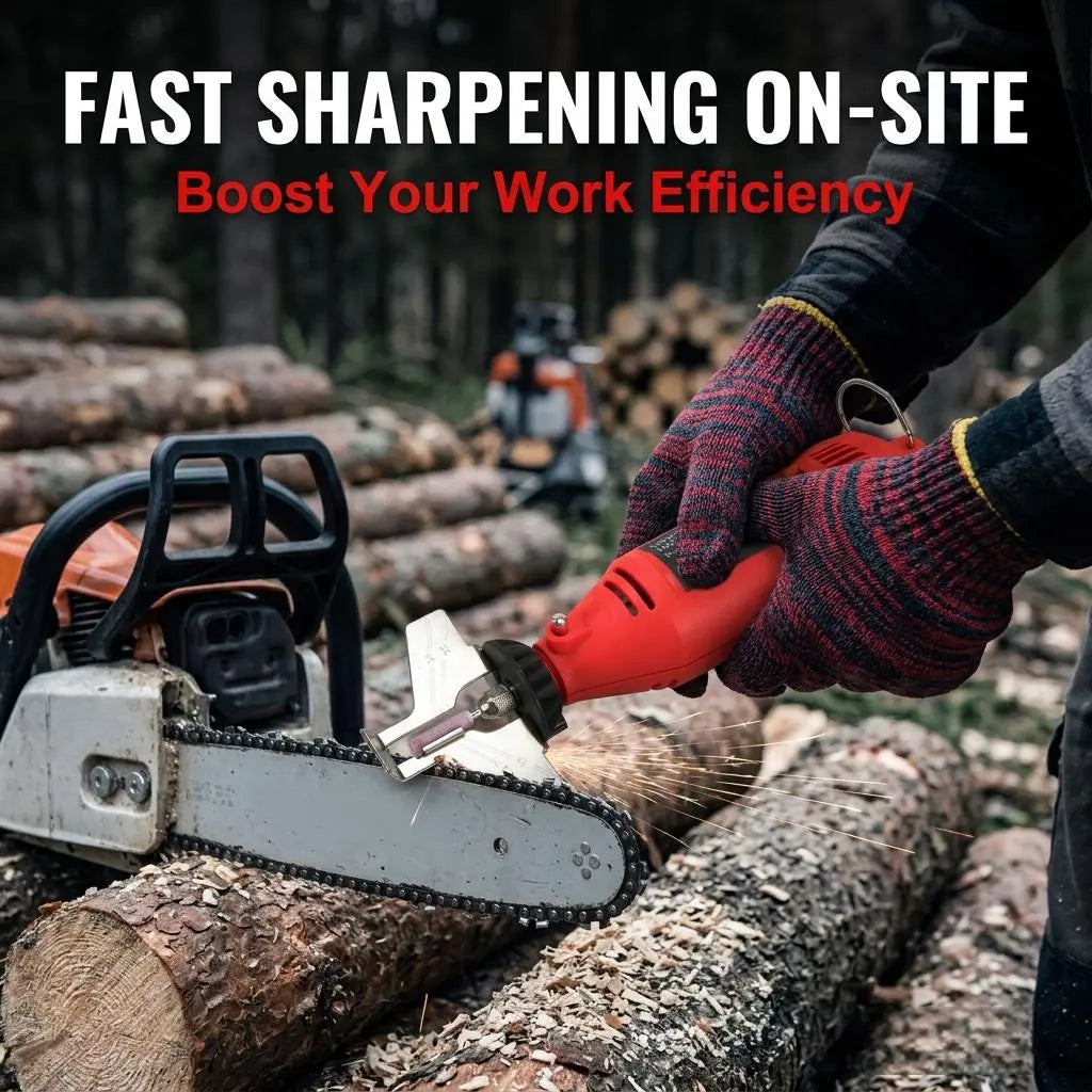 Electric chainsaw sharpener used for on-site chain maintenance