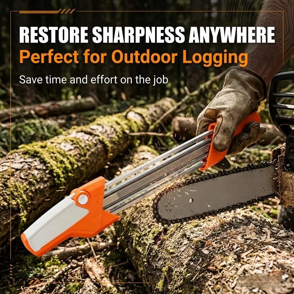 2-in-1 chainsaw sharpener used for portable chain maintenance