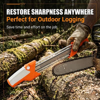 2-in-1 chainsaw sharpener used for portable chain maintenance