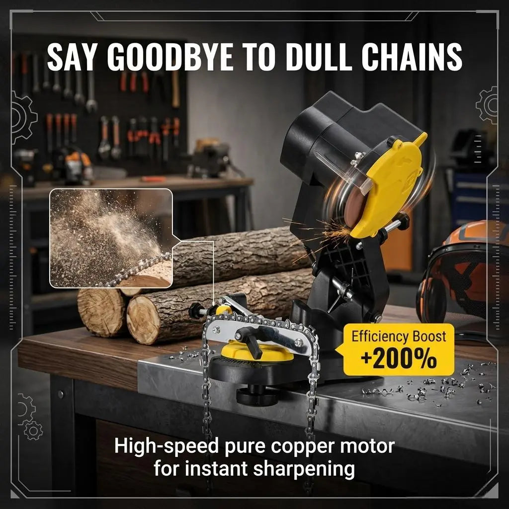 Bench chainsaw sharpener for fast chain maintenance
