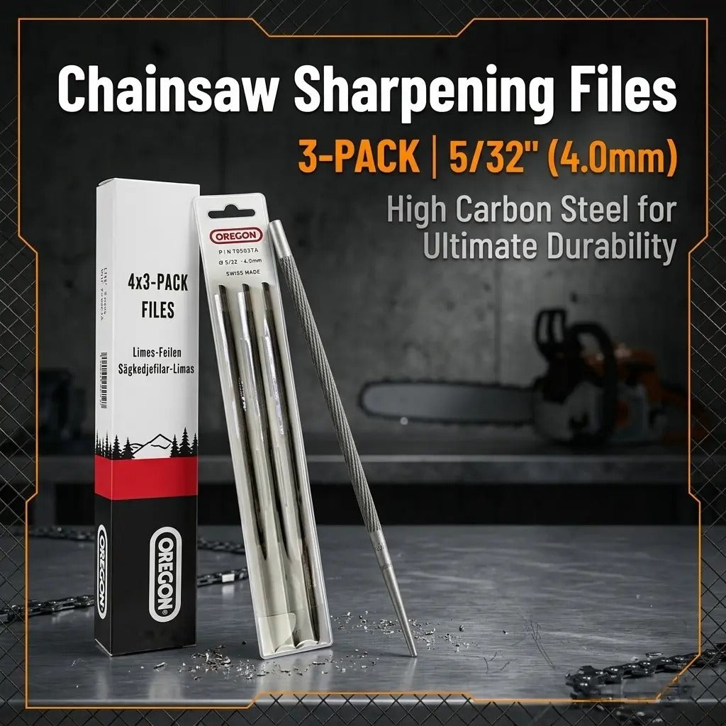 Chainsaw sharpening files 3-pack in 5/32 inch 4.0mm size