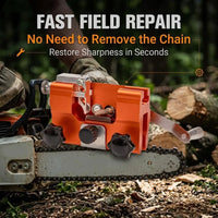 Portable hand-crank chainsaw sharpener for field repair