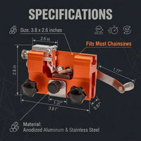 Hand-crank chainsaw sharpener dimensions and materials