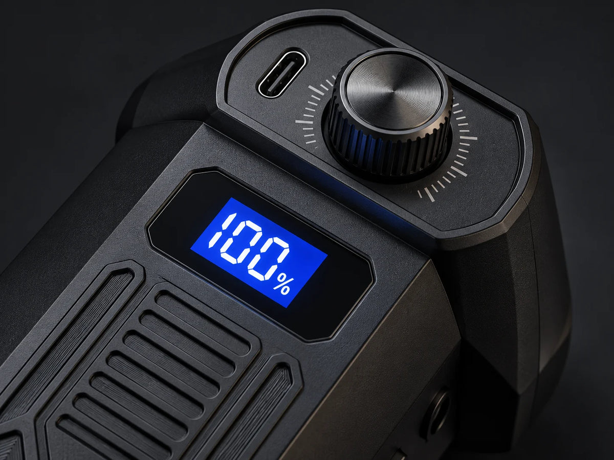 Mini Turbo Blower speed dial, battery percentage display and Type-C charging port