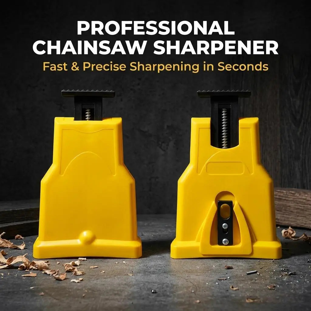 SawEdge portable chainsaw sharpener with adjustable whetstone guide