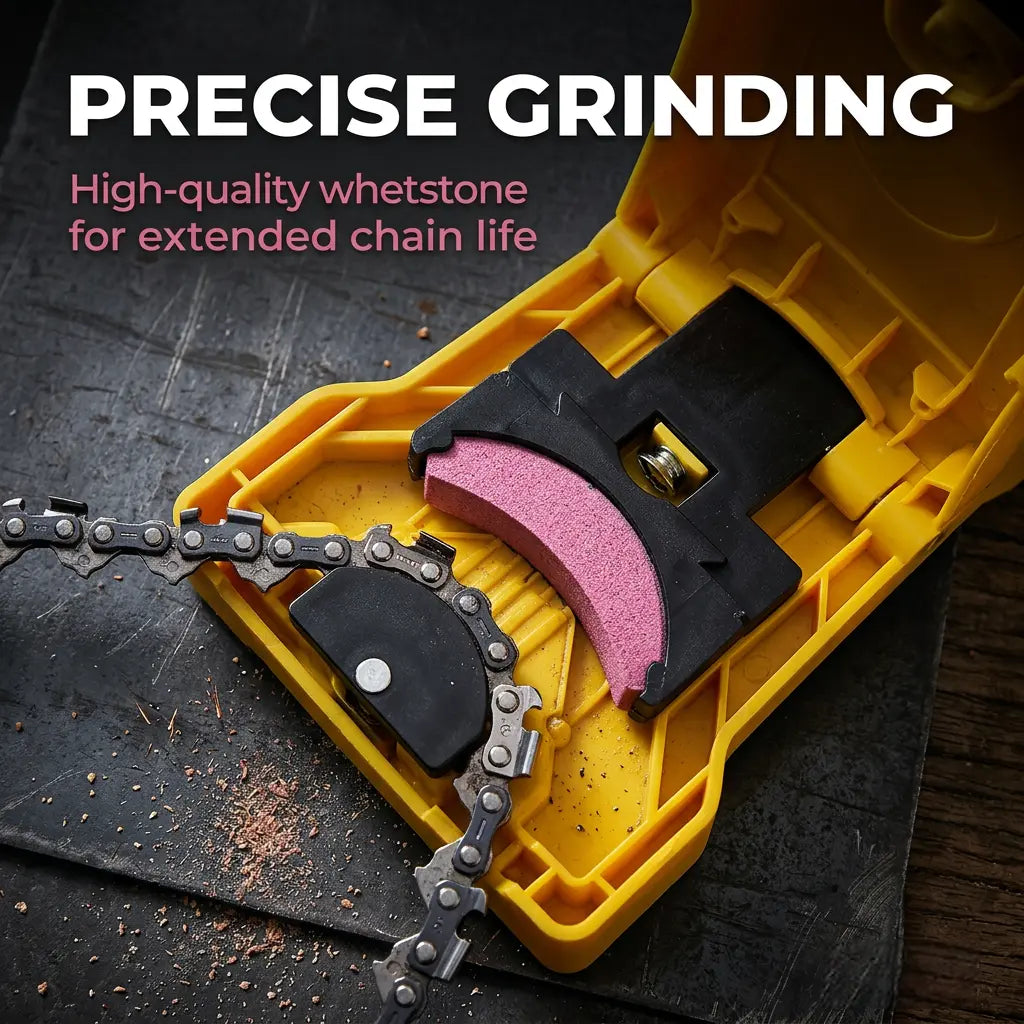 Chainsaw sharpener precision grinding whetstone detail