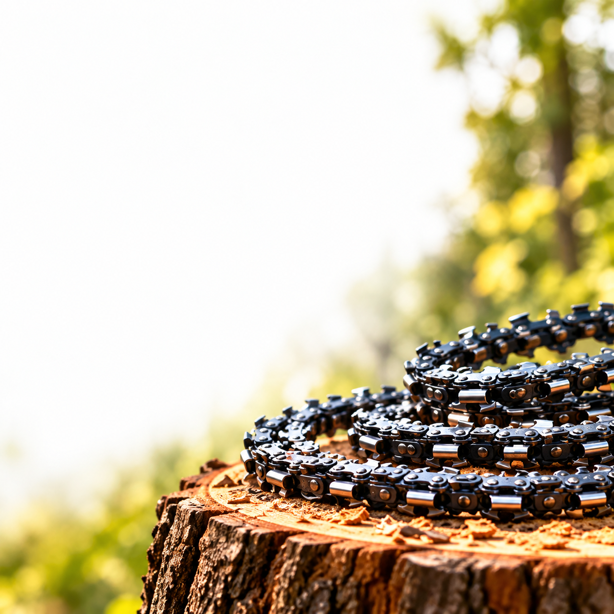 Chainsaw chains prepared for the next cutting job
